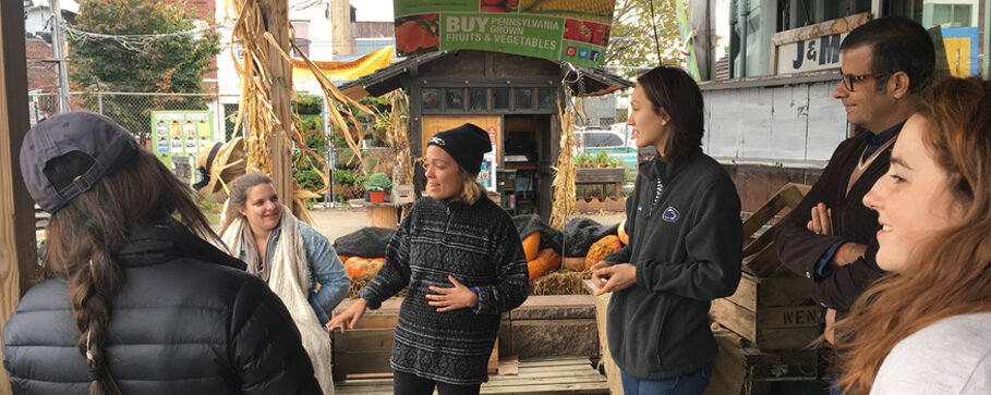 Students in a community garden